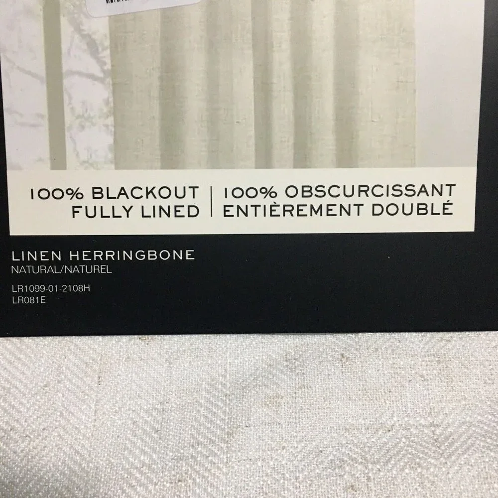 2 Ralph Lauren Linen Herringbone Blackout Panels Window Curtains 52x108 Natural